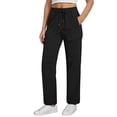 thumbnail image 2 of UAMVSH Womens Cargo Pants Comfy Drawstring Straight Leg Trousers Elastic Waist Casual Travel Work Pants with Pockets Streetwear, 2 of 7