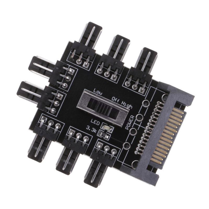 12V SATA Port 8 Way 3 Pin PC Cooling Fan Power Supply Cable Extender