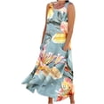 thumbnail image 2 of LSLJS Nouvelle Robe Longue Sans Manches en Coton et Lin à Col Rond Imprimée, Robe d'Été de Plage, 2 of 5