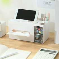 InsCrazy Clearance, Desktop Tissue Box Holders with Compartments Desktop Organizer Holders for Remote, Pen, Phone Desktop Storage Bathroom Organizers and Storage