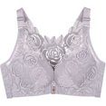 thumbnail image 2 of Agkizg Women's Front Zipper Wireless Lace Bra Rose Floral Embroidery Wide Adjustable Straps Full Coverages Breathable Non Underwire Comfortable Support Everyday Plus Size Bra for Women, 2 of 6