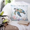thumbnail image 4 of Sea Turtle Coastal Throw Pillow Covers, Soft Pillowcases with Invisible Zipper, Summer Beach Coral Ocean Seaweed Decorative Square Pillow Cushion Covers for Living Room Couch Sofa Bed 26x26 Inches, 4 of 8