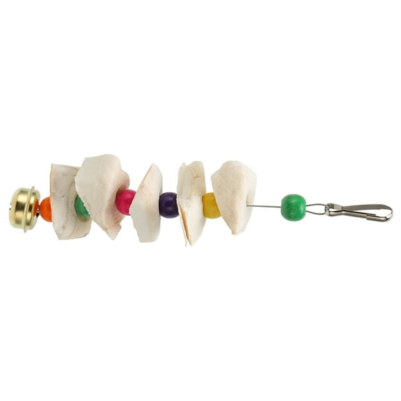 Bird Chewing Toys Colorful Natural Calcium Supplement Teeth Grinding Parrot Cuttlebone Chew Toy with Bell