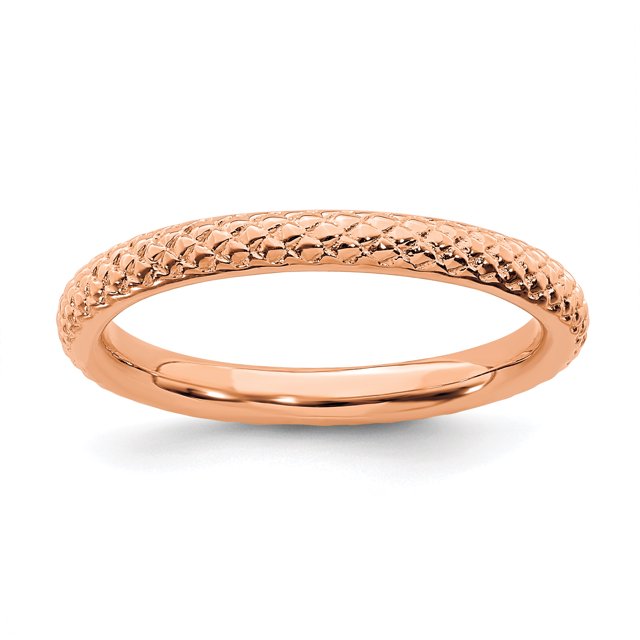 925 Sterling Silver Rose Gold Cable Stackable Ring Fancy/