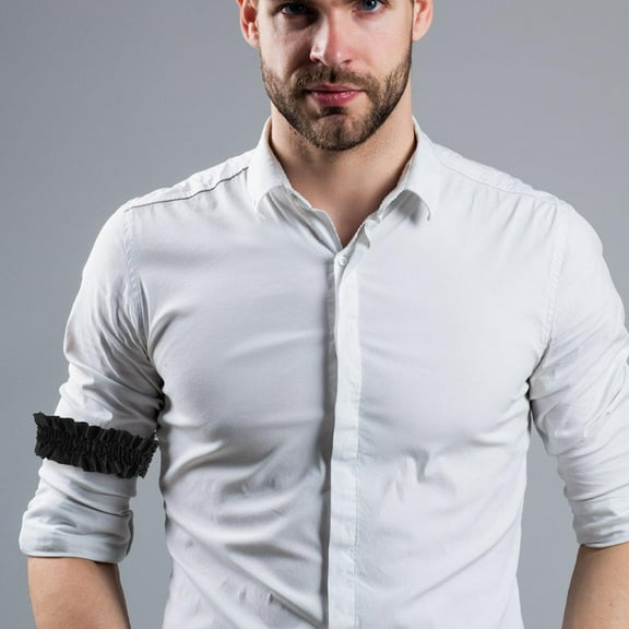 CTIRCHIU 3Pairs Black Satin Elastic Sleeve Garters for Men Upper Arm Bands with Anti Slip Secure Fit for Daily Use