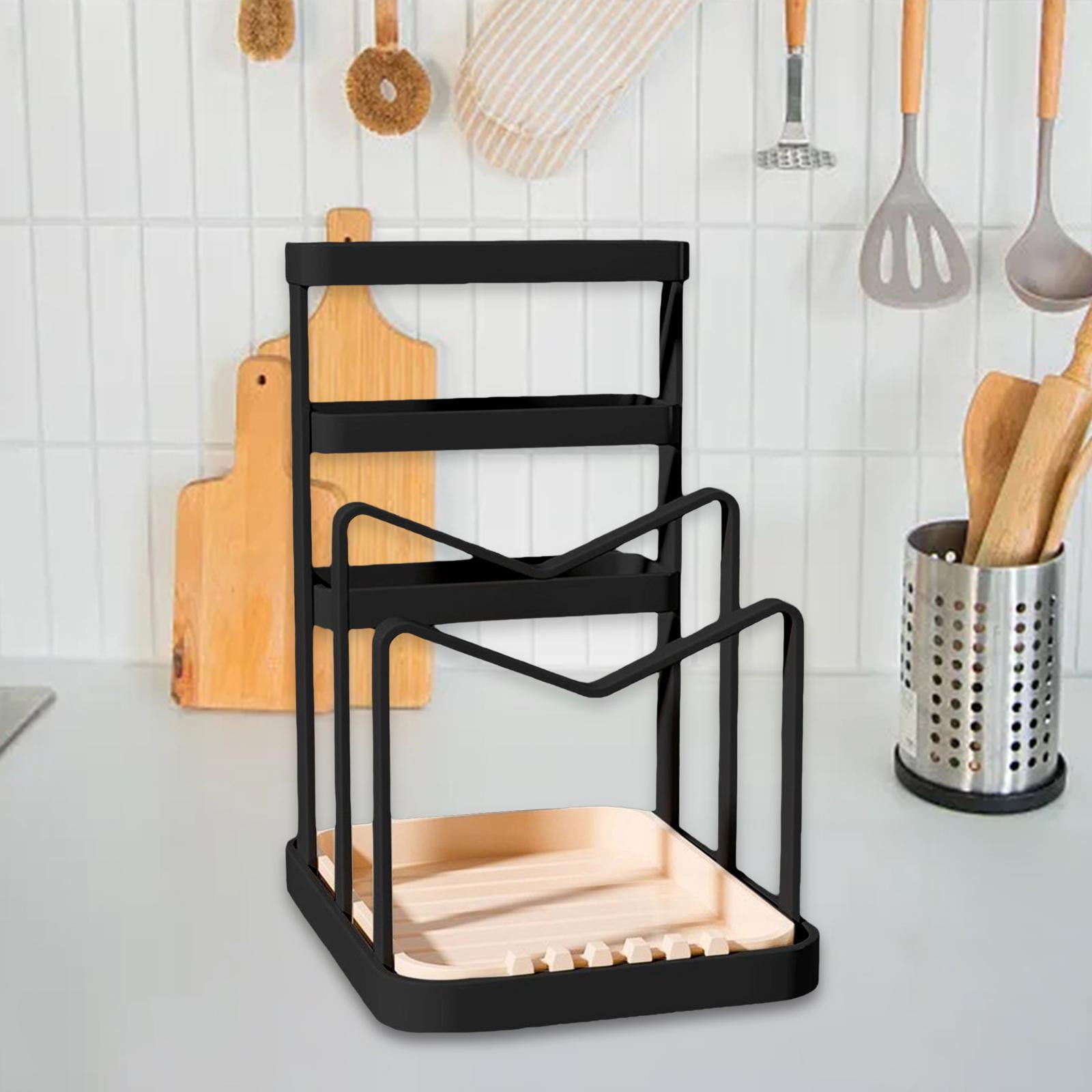 Fiocias Cutting Board Organizer Kitchen Utensils Holder Kitchen Rack,Multifunctional black
