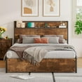 thumbnail image 6 of VanAcc Queen Size Lift Up Storage Bed, Storage Headboard & Charging Station, Rustic Brown, 6 of 8