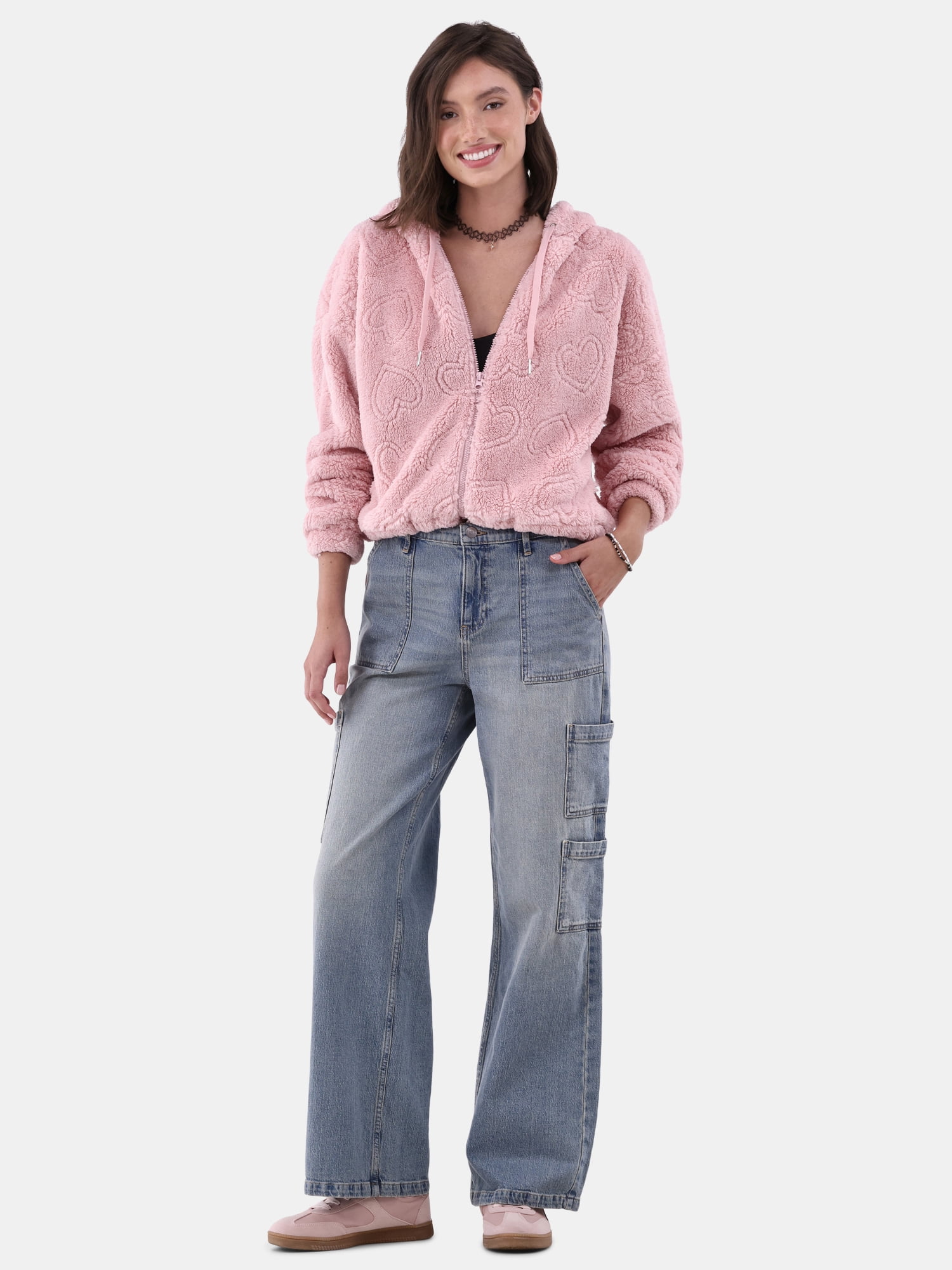 No Boundaries Wide Leg Cargo Pants, 31.5'' Inseam, Women's and Women's Plus Sizes XXS-4X