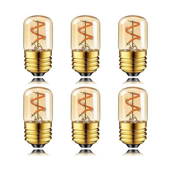 T28 LED Edison Bulbs 1.5W, E26 Base, Vintage Mini Night Light Bulbs, 2200K Warm Glow, 15W Equivalent, for Oven or Decor, 6-pack