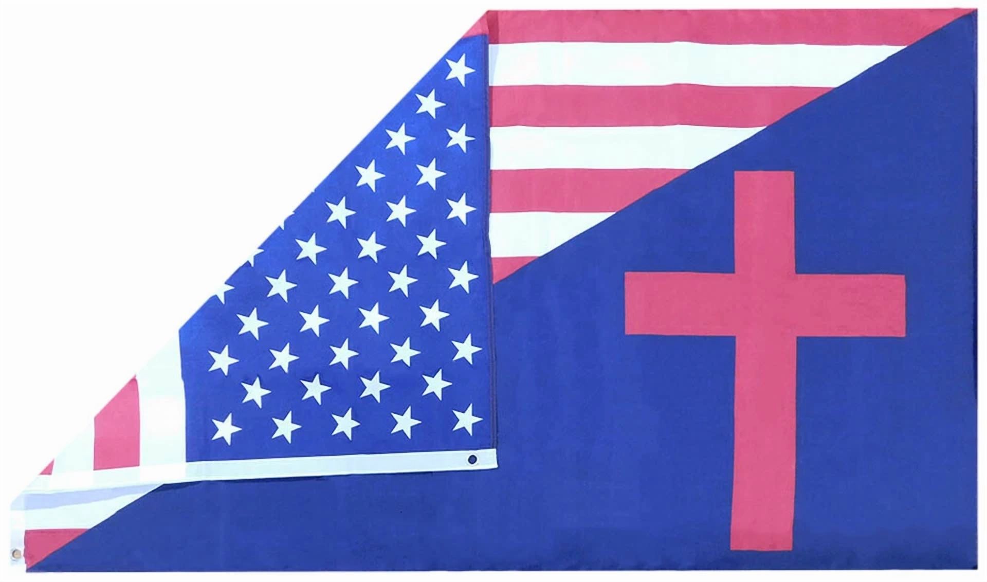 3X5 Usa Christian Diagonal Combination Premium 3'X5' Polyester Flag Banner (Fi)