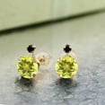 thumbnail image 3 of Gem Stone King 2.07 Ct Round Canary Mystic Topaz Black Diamond 14K Yellow Gold Earrings, 3 of 3