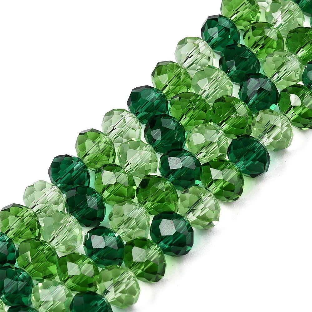 Transparent Glass Beads Strands Faceted Rondelle Lime Green 8x6.5mm Hole: 1mm 64~66pcs/strand 15.55~16.8''(39.5~42cm) diy