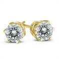 thumbnail image 2 of 1 Carat TW 6 Prong Round Diamond Solitaire Stud Earrings In 14k Yellow Gold (K-L Color, I2-I3 Clarity), 2 of 4
