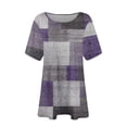 thumbnail image 2 of TQWQT Womens Plus Size Tops Loose Fit Casual Going Out Shirt Short Sleeve Crewneck Floral Graphic T-Shirt Summer Trendy Tunics Purple 3XL, 2 of 4