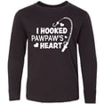 thumbnail image 3 of Inktastic I Hooked Pawpaw's Heart with Fishing Rod Long Sleeve Youth T-Shirt, 3 of 5