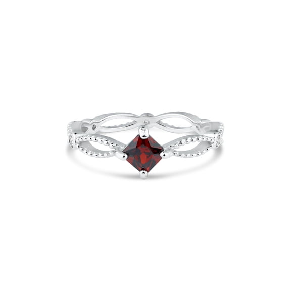 Rhodium Plated 925 Sterling Silver Marquise Red Ring Band Cubic Zirconia Jewelry Female Male Size 5