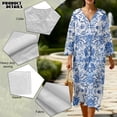thumbnail image 5 of DISNIMO Flower Print Maxi Dresses for Women Loose V Neck Midi Dress Linen Style Casual Dress Lightweight 3/4 Sleeve Dresses, S, 5 of 6