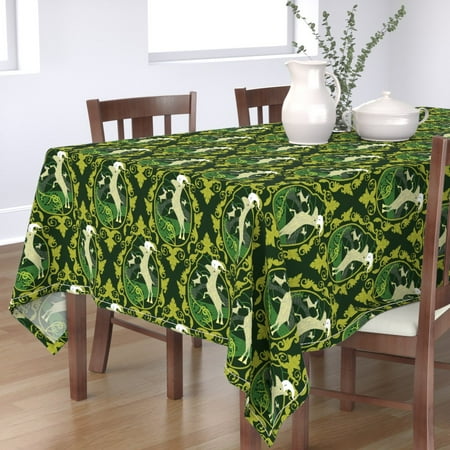 

Cotton Sateen Tablecloth 70 x 90 - Goats Goat Horns Farm Animal Herd Grazing Barnyard Damask Print Custom Table Linens by Spoonflower