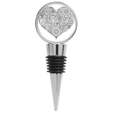 

LOVE Text Illustration with Various Doodles within a Heart Wine Stopper