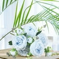 thumbnail image 5 of Xecvkr Artificial Silk Peony Bouquet White Blue Pink Yellow Fake Flowers Decorative Home Wedding Party Arrangement Realistic Faux Floral Centerpiece 1 Bundle Blue Free Size, 5 of 6