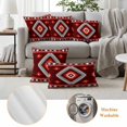 thumbnail image 6 of Red Boho Outdoor Waterproof Pillow Covers, Neutral Tribal Ethnic Abstract Geometric Motifs Decorative Square Throw Pillowcase Sofa Cushion Sham for Patio/Couch/Chair, 20"x20" 2 Pack, 6 of 8
