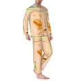 thumbnail image 2 of Susaid Scandinavian Style Hygge Print Men's Long Sleeve Pajama Set, Two-Piece Button-Down Loungewear PJs Set, Comfortable Sleepwear for Relaxation-X-Large, 2 of 7
