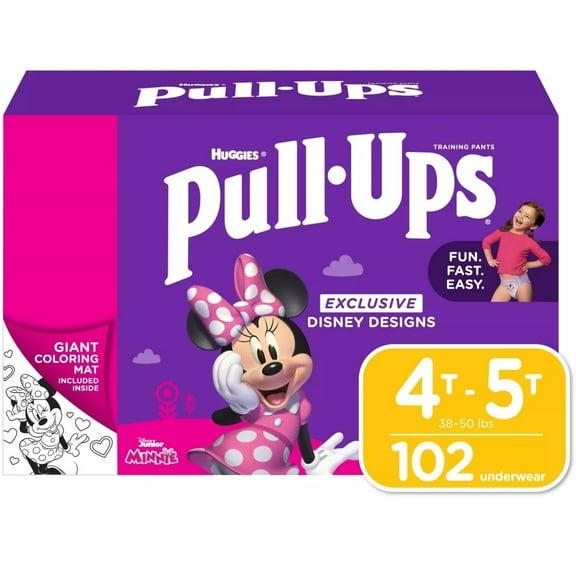 Huggies Pull-Ups Potty Training Pants for Girls 4T-5T 35-50 Pounds (102 Count)