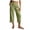 Green, variant on ShomPort Womens Linen Capris Dressy Wide Leg Bowtie Elastic Mid Waist Casual Pockets Cropped Pants