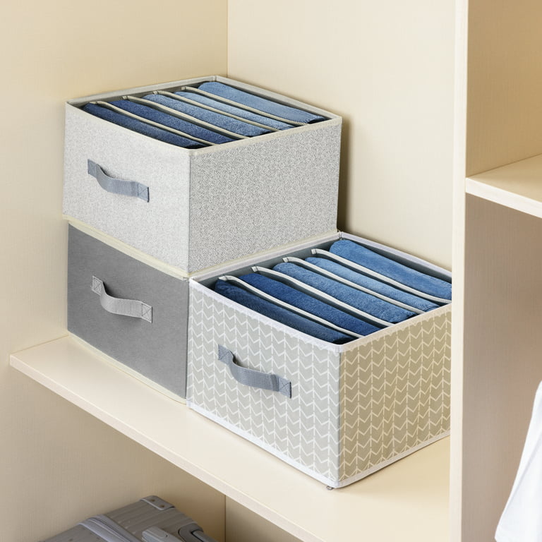 Homsorout Storage Bins, Fabric Closet Organizer and Storage Cubess for  Shelves, Trapezoid Storage Box with Handles, Folding Storage Baskets with  Divider for Clothes Jeans Books Toys Office, Ash Grey 