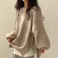 thumbnail image 4 of Women'S Oversized Sweaters Long Sleeve Crew Neck Fuzzy Knit Casual Chunky Pullover Sweater Fall Khaki S, 4 of 7
