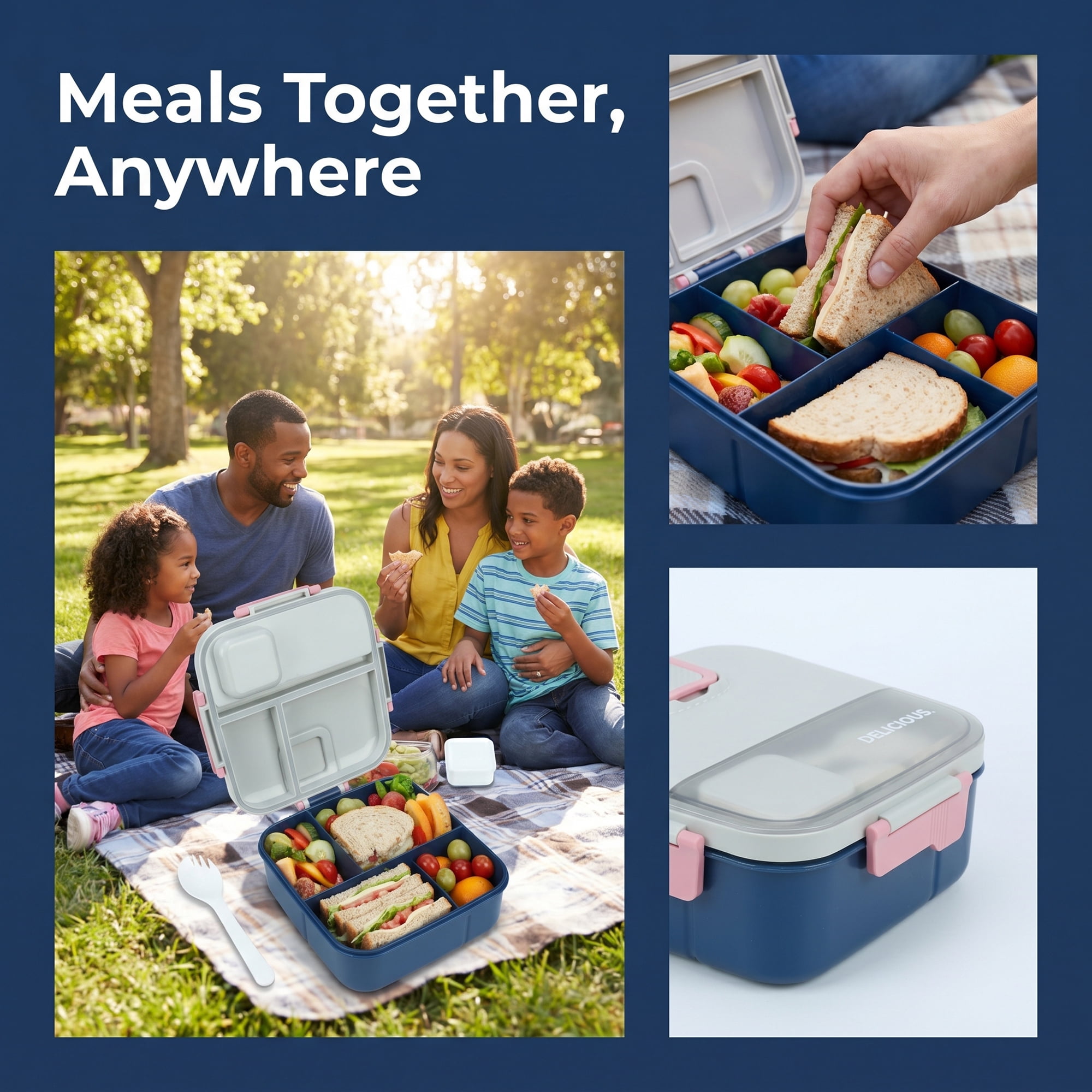 Unique Bargains Portable Leak-Proof Meal Lunch Bento Box Gray