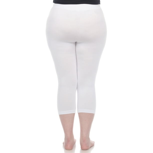 White Mark Women's Plus Size Super Soft Capri Leggings 