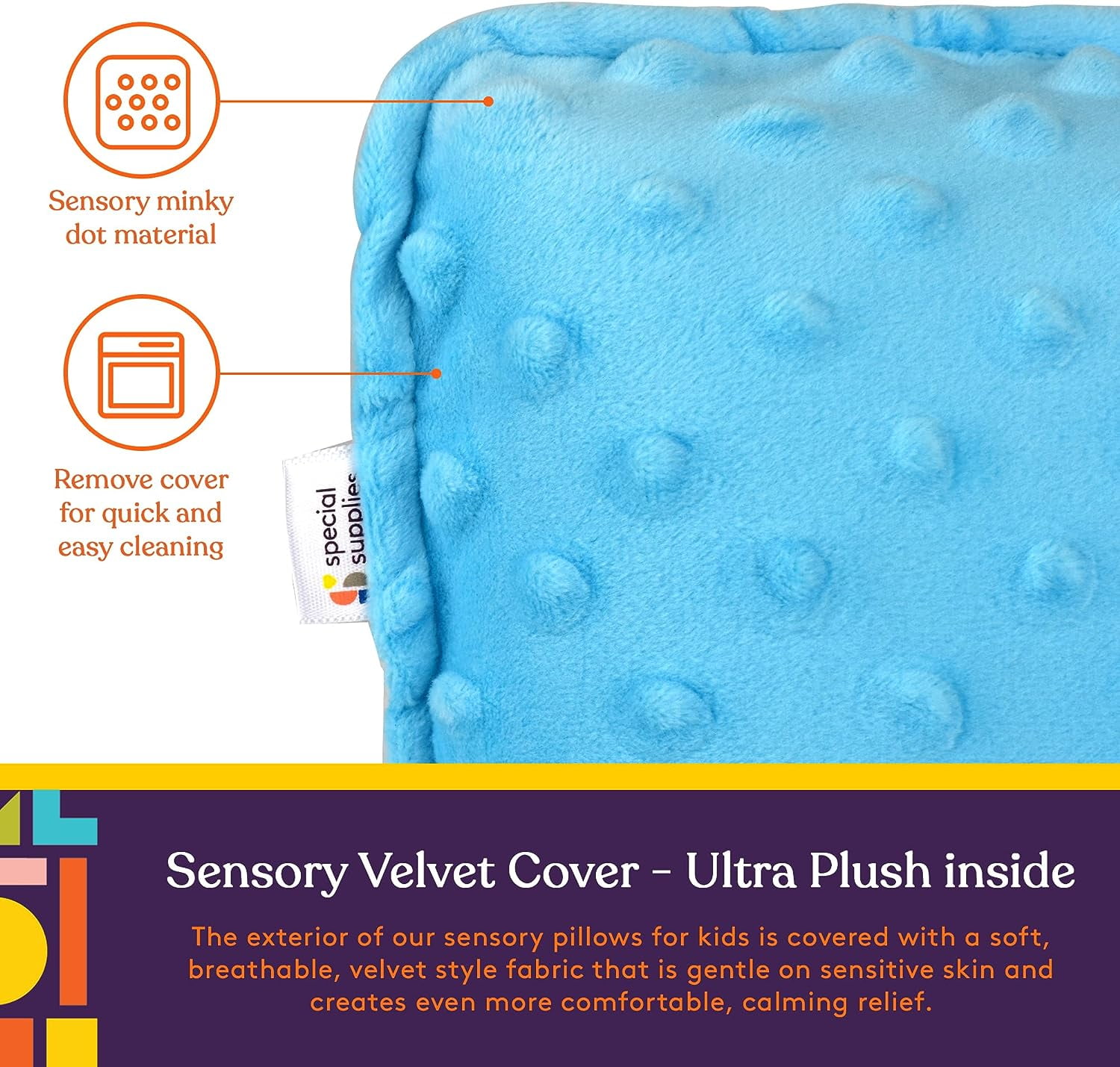 Special Supplies Sensory Vibrating Pillow - Pressure Activated Calm with 3 Modes, Voice Recording & Music - Textured Stimulation Bumps for Kids & Adults (Blue)
