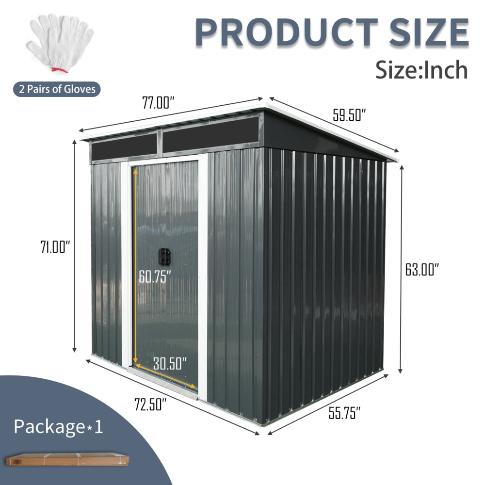 All-Weather 6x5FT Storage Shed - Steel Construction with Locking Doors & Clear Polycarbonate Windows