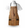 thumbnail image 3 of Rustic Apron Wooden Door with Iron Style Padlock Gate Exit Enclosed Space of Building Picture, Unisex Kitchen Bib Apron with Adjustable Neck for Cooking Baking Gardening, Pale Brown, by Ambesonne, 3 of 3