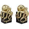 thumbnail image 2 of Ebros Contemporary Gold Color Octopus Bookends Statue Set With Black Base, 2 of 9