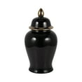thumbnail image 6 of Ceramic Temple Jar with Lid for Living Room Decor - Contemporary Flower Vase for Bedroom, Home Styling, and Kitchen Counter - Sculpted House Accent for Office and Table Decor - 18", Black & Gold, 6 of 13