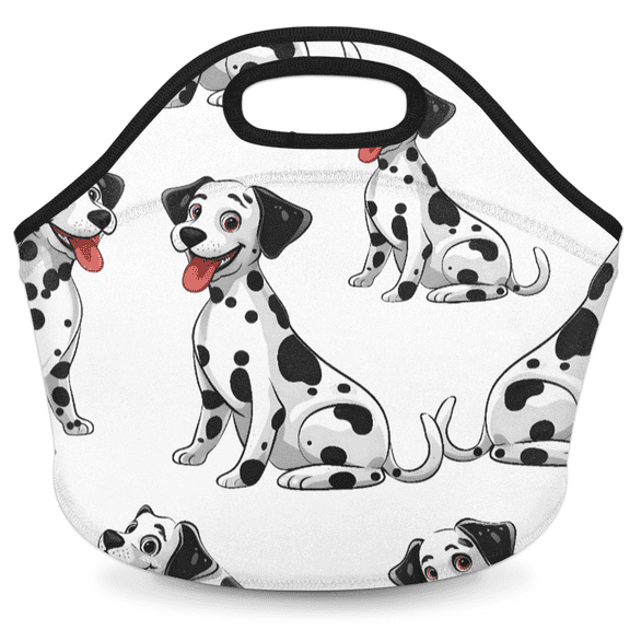 Herdesigns Cute Dalmatian Dog Insulated Neoprene Lunch Bag for Women Men Lunch Box Washable Reusable Lunch Tote Lightweight Lunch Handbag for Work Outdoor Picnic