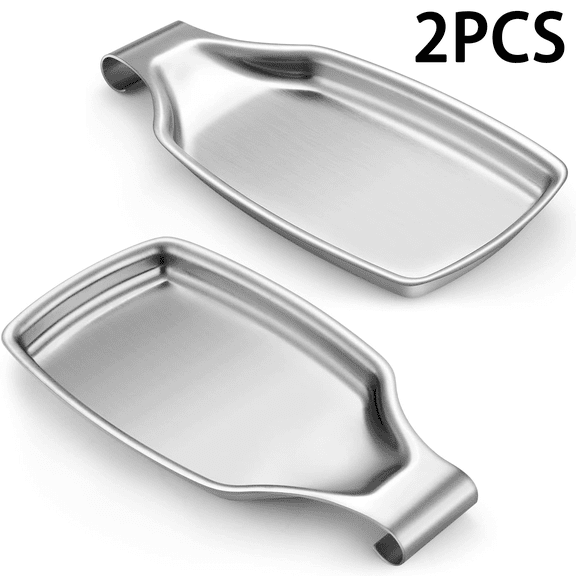 Spoon Rest Set of 2, Stainless Steel Spoon Rest for Stove Top | Heavy Duty Spoon Holder for Kitchen Counter, Large Size for Spatula Ladle Utensils Coffee Spoon, Dishwasher Safe, 8.5 Inch