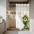thumbnail image 4 of Spring Flowers No Hook Shower Curtain with Snap in Liner Country Bird House Fence White Daisy Leaf Beige Waterproof Bathroom Shower Curtain with See Through Top Window for Bathtub 36" x 72", 4 of 9