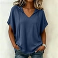 thumbnail image 3 of fatyb Womens Short Sleeve Hoodies V Neck Drawstring Pullover Tops Lightweight Summer Shirts with Hood, 3 of 7