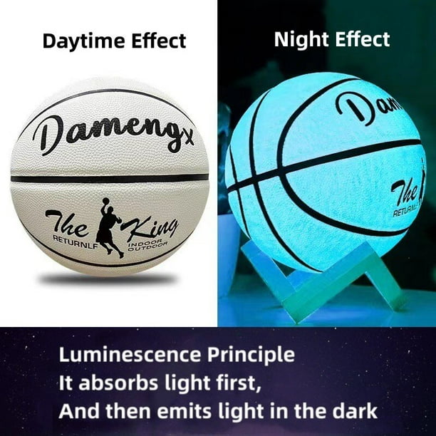 Pelota de baloncesto reflectante de PU, resistente al desgaste, luminosa, luz nocturna, brillante, N ° 7, regalo de baloncesto Fivean unisex