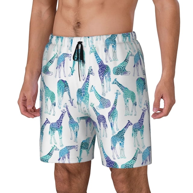 Fotbe Cool Giraffe Traje de Baño para Hombre – Shorts de Natación de Secado Rápido con Forro y Bolsillos-XX-Large