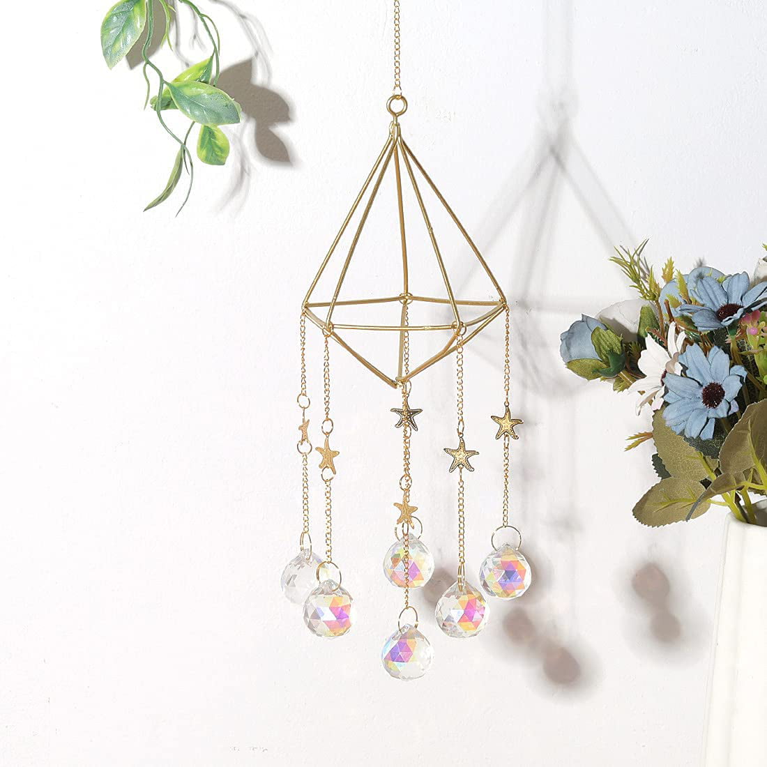 Clear Cut Crystal Ball Prisms Chandelier Sun Catcher,Cute Dragonfly Hanging Crystals Ornament,Home Garden Office Wedding Christmas Party Decoration with Gift Box 