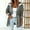Gray, variant on Women's Color Block Hooded Drawstring Waist Mid Length Windbreaker Jacket, Lightweight Outdoor Trench Coat with Side Hand Pockets for Spring Fall Travel Hiking Casual Layering