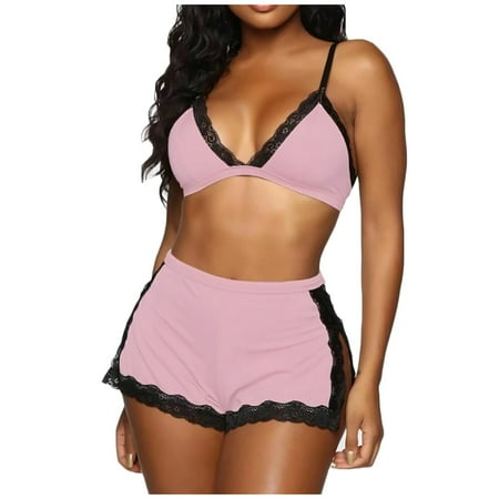 Midwennn New Sexy Underwear Women s Sense Pajamas Home Wear Three Point Two Piece Pajamas Satin Garter Lingerie for Women Sexy Long Robes for Women Lingerie Gown