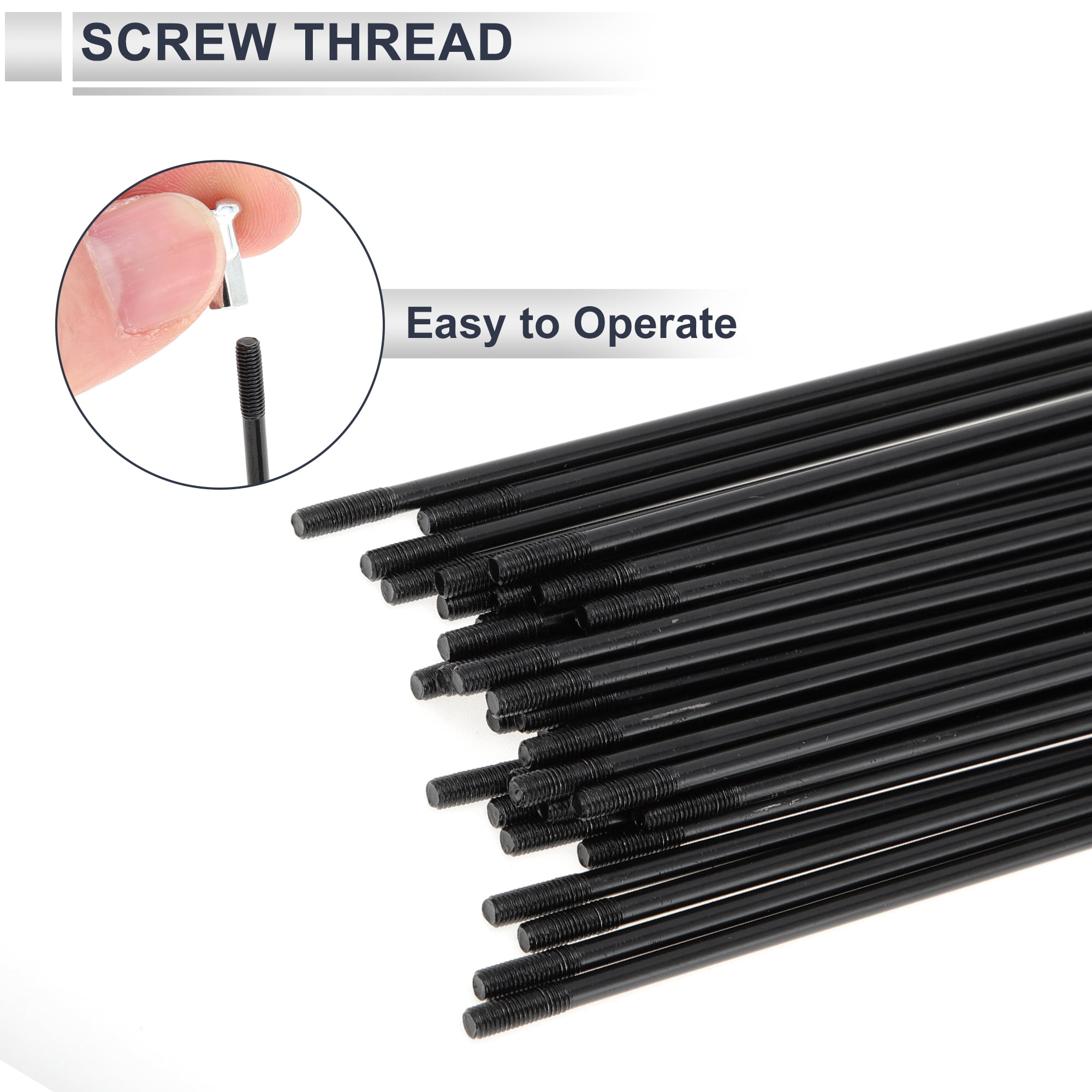 Unique Bargains 36Pcs Universal 12G Bicycle Wheel Spokes with Nipples Black 2.91"