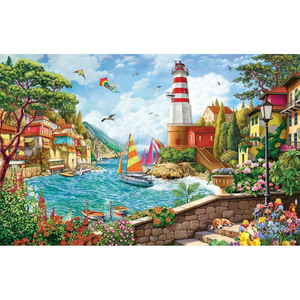 Lighthouse and Sailing Boat 550 pc Jigsaw Puzzle by SUNSOUT INC USA 15