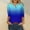 Blue, variant on Women's Plus Size Blouse Casual 3/4 Sleeve Button T-Shirt Neck Print Top