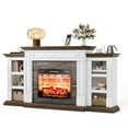"LGHM 70"" Fireplace TV Stand, White/Brown for TVs up to 80"", with ...
